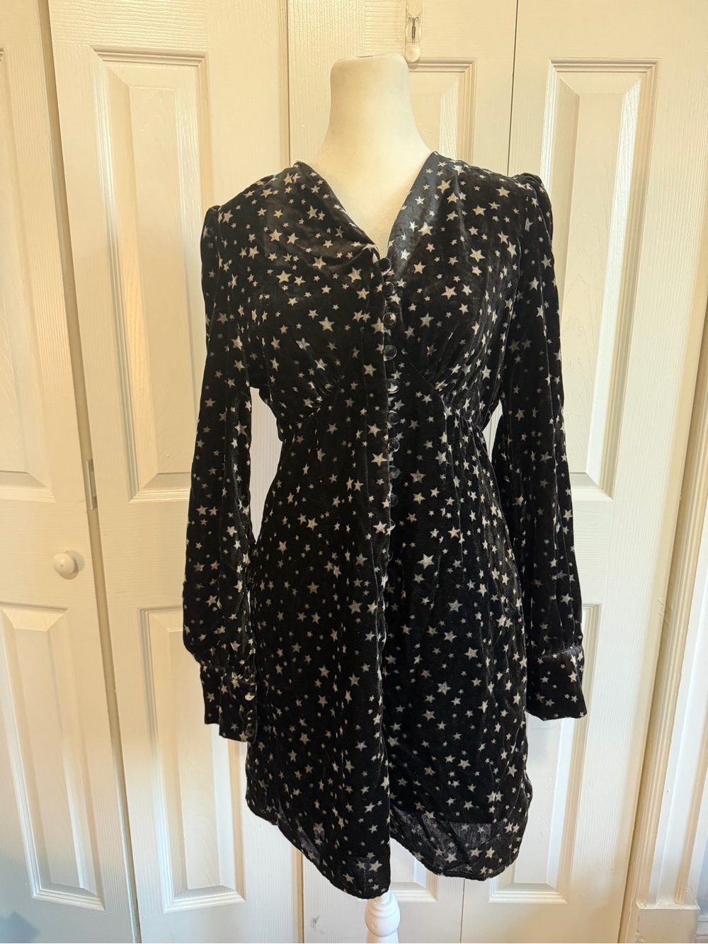 Miu Miu Black Velvet Star Mini Dress Size 38 US XS